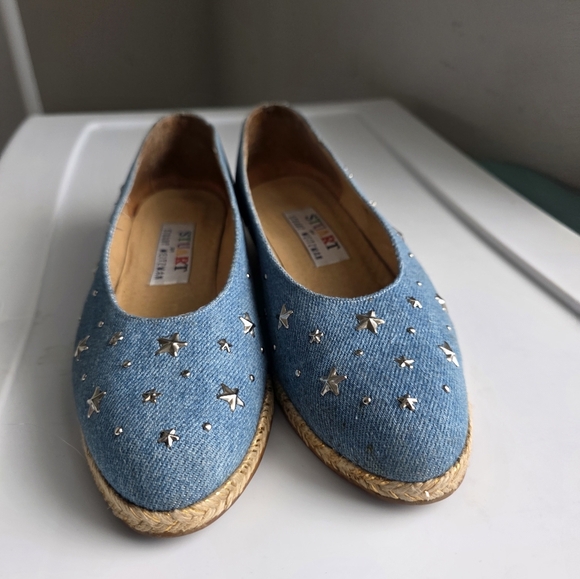 Vintage Stuart Weitzman Blue Jean Star Wedges Size 7.5 - Picture 8 of 9